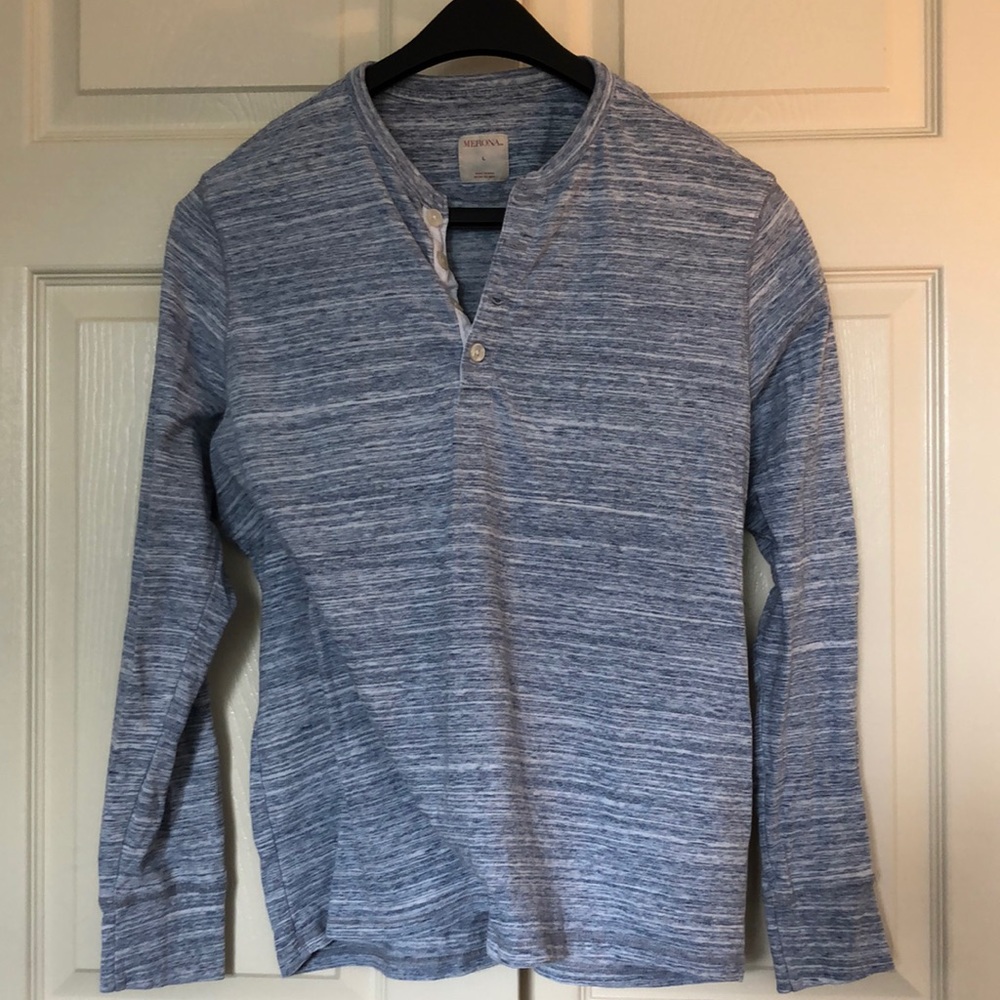 Merona Large Gray and Blue Long-Sleeve Hensley